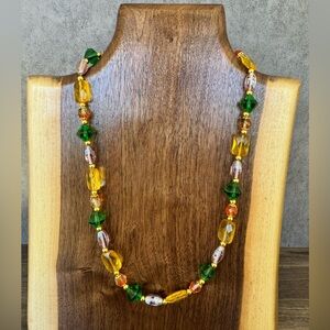 Colorful Faceted Glass & Lampwork Beaded Necklace
